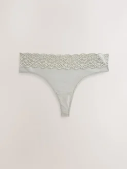 Next Thong Cotton and Lace Knickers 7 Pack Printed Spot Online