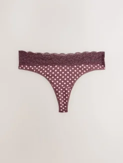 Next Thong Cotton and Lace Knickers 7 Pack Printed Spot Online