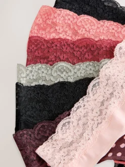 Next Thong Cotton and Lace Knickers 7 Pack Printed Spot Online