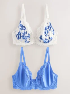 Next Print/Plain DD+ Non Pad Plunge Microfibre & Lace 2 Pack Bras Discount
