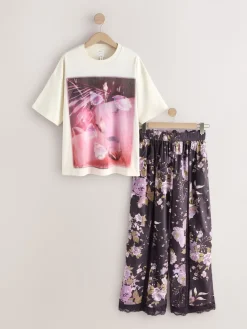 Next Purple Floral Short Sleeve Pyjamas Discount