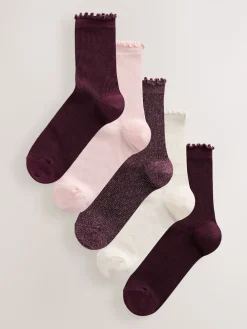 Next Purple Lettuce Welt Ankle Socks 5 Pack Best
