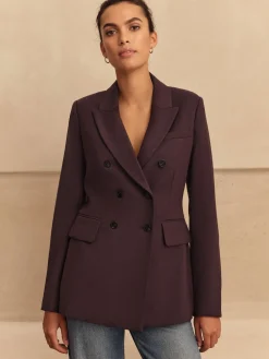 Next N.Premium Wool Blend Twill Blazer Purple