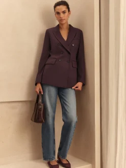 Next N.Premium Wool Blend Twill Blazer Purple