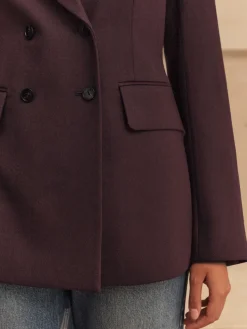 Next N.Premium Wool Blend Twill Blazer Purple