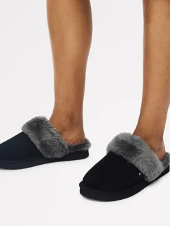 Radley Maple Lane Shearling Cuff Mule Slippers Black Hot