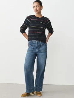 Next Rainbow Stripe Soft Touch Crew Neck Cotton Rich Jumper Clearance