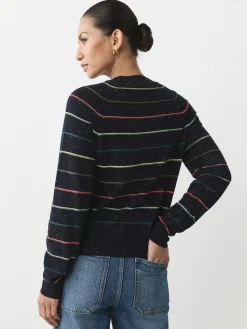 Next Rainbow Stripe Soft Touch Crew Neck Cotton Rich Jumper Clearance