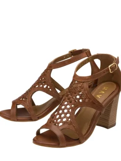 Ravel Leather Heeled Sandals Brown New