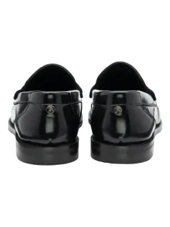 Ravel Chrome Black Leather Loafers New