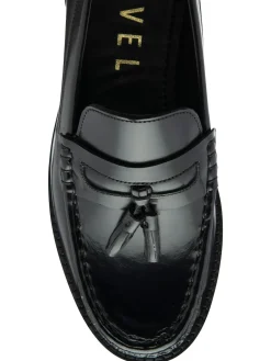Ravel Chrome Black Leather Loafers New