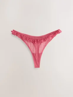 Next Red / Black Thong Heart Mesh Flocked Knickers 2 Pack Discount