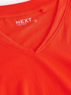 Next 100% Cotton Cap Sleeve V-Neck Mini Dress Red Outlet