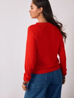 Next Red Cherry Soft Touch Crew Neck Cotton Rich Jumper Sale