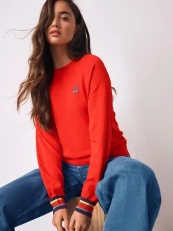 Next Red Cherry Soft Touch Crew Neck Cotton Rich Jumper Sale
