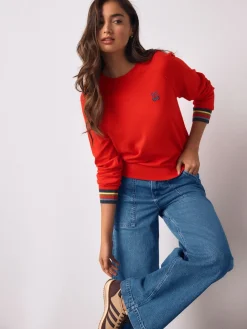 Next Red Cherry Soft Touch Crew Neck Cotton Rich Jumper Sale