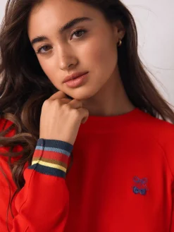 Next Red Cherry Soft Touch Crew Neck Cotton Rich Jumper Sale