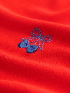 Next Red Cherry Soft Touch Crew Neck Cotton Rich Jumper Sale