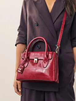 Next Croc Effect Hand Held Bag Red Outlet