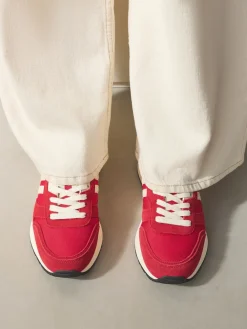 Next Forever Comfort® Leather Jogger Lace Up Trainers Red Best