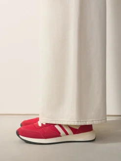 Next Forever Comfort® Leather Jogger Lace Up Trainers Red Best