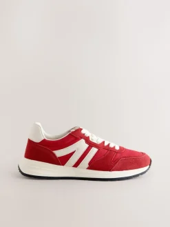 Next Forever Comfort® Leather Jogger Lace Up Trainers Red Best