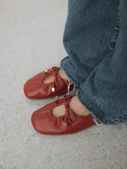 Next Forever Comfort® Tie Up Round Toe Ballet Flats Red Online