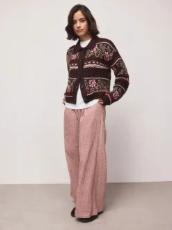 Next Gingham Wide Leg Trousers Red Online