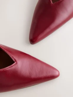 Next Leather Pointed Toe Slingback Heels Red Outlet