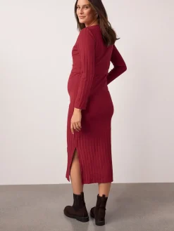 Next Maternity Long Sleeve Nursing Shelf Dress Red New