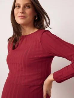 Next Maternity Long Sleeve Nursing Shelf Dress Red New