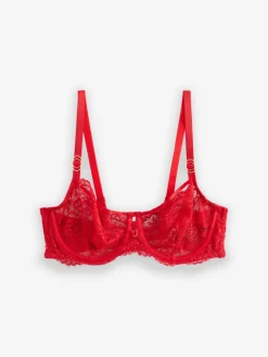 Next Non Pad Balcony A-E Lace Bra Red Hot