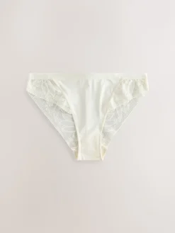 Next High Leg Microfibre and Lace Knickers 2 Pack Red/Cream Clearance