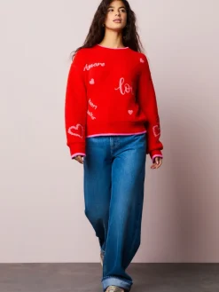 Next Red/Pink Cosy Embroidered Valentines Jumper Hot