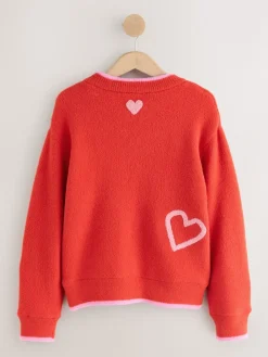 Next Red/Pink Cosy Embroidered Valentines Jumper Hot