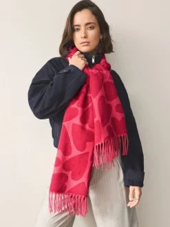 Next Red/Pink Heart Print Midweight Scarf