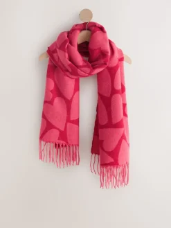 Next Red/Pink Heart Print Midweight Scarf