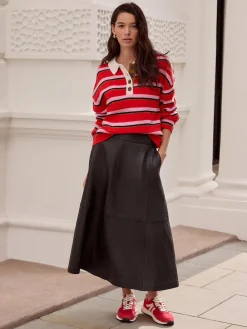 Next 100% Wool N.Premium Polo Jumper Red/Pink Stripe Outlet