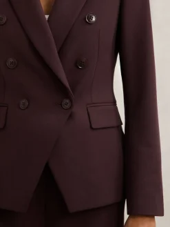 Reiss Gabi Double-Breasted Suit Blazer Berry Outlet