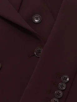 Reiss Gabi Double-Breasted Suit Blazer Berry Outlet