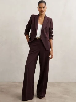 Reiss Gabi Petite Double-Breasted Suit Blazer Berry New