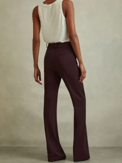 Reiss Gabi Petite Flared Suit Trousers Berry