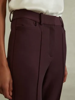 Reiss Gabi Petite Flared Suit Trousers Berry