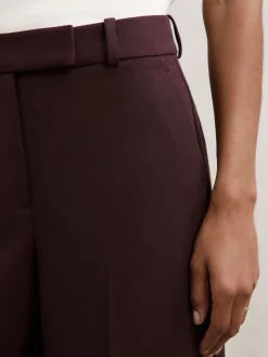 Reiss Gabi Petite Wide-Leg Suit Trousers Berry