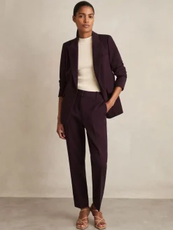 Reiss Gabi Slim-Fit Suit Trousers Berry Sale