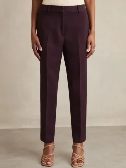 Reiss Gabi Slim-Fit Suit Trousers Berry Sale