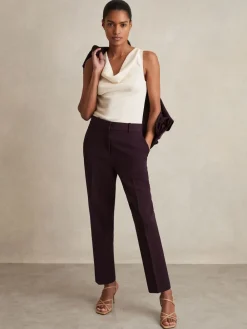 Reiss Gabi Slim-Fit Suit Trousers Berry Sale