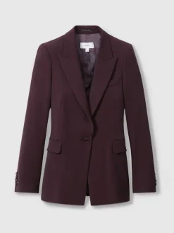 Reiss Gabi Tailored Single Breasted Suit Blazer Berry Best