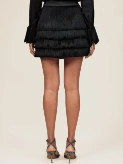 Reiss Black Chloe Fringe Mini Skirt Outlet
