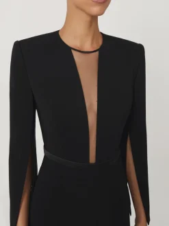 Reiss Evora Plunge-Neck Split-Sleeve Jumpsuit Black